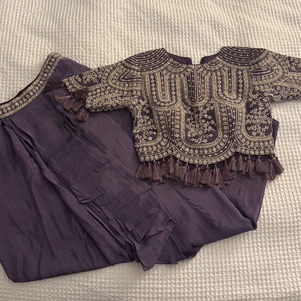 Indo-Western Purple Silk Skirt and Top